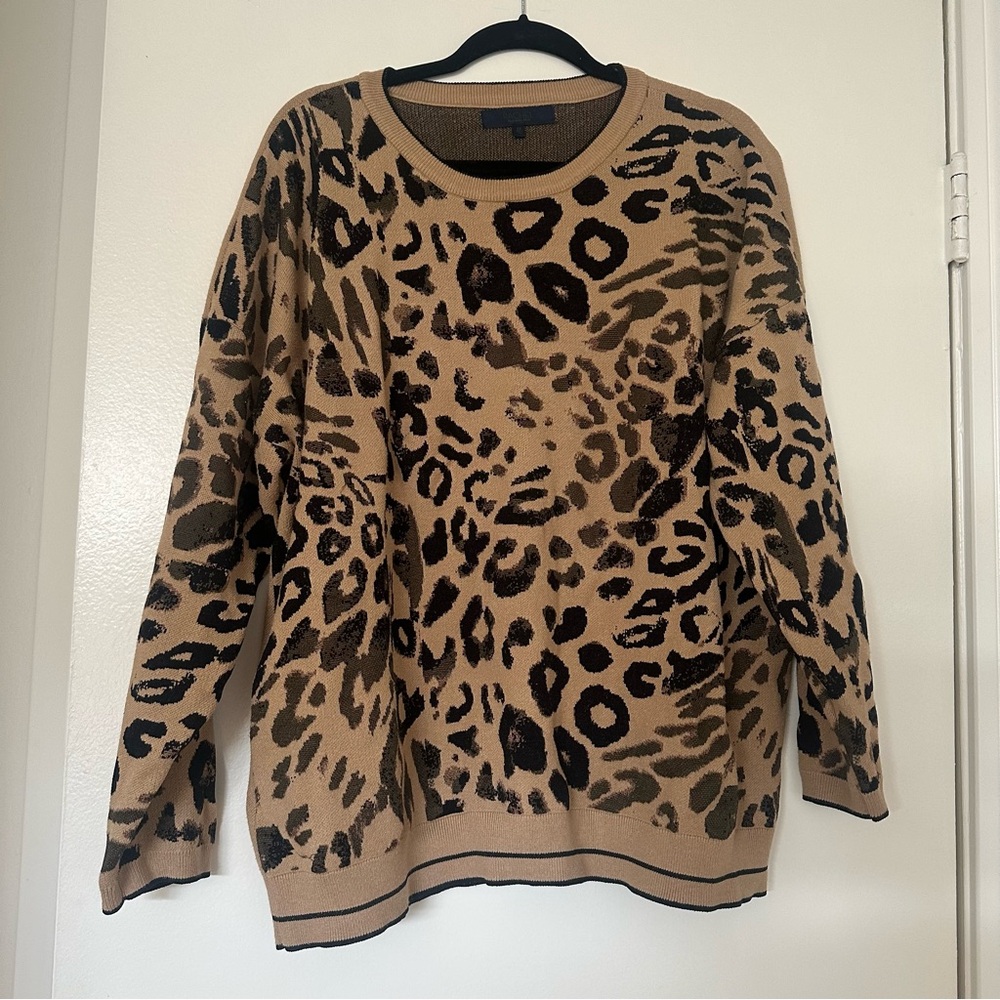 RACHEL Rachel Roy Tan and Black Animal Print Sweater